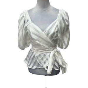 A peach White Stripe Sheer Wrap Shirt (NWT) / Size: Large / Item# 1-21896